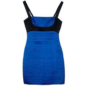 BCBGMAXAZRIA Sleeveless Pleated Colorblock Bandage Dress in Blue